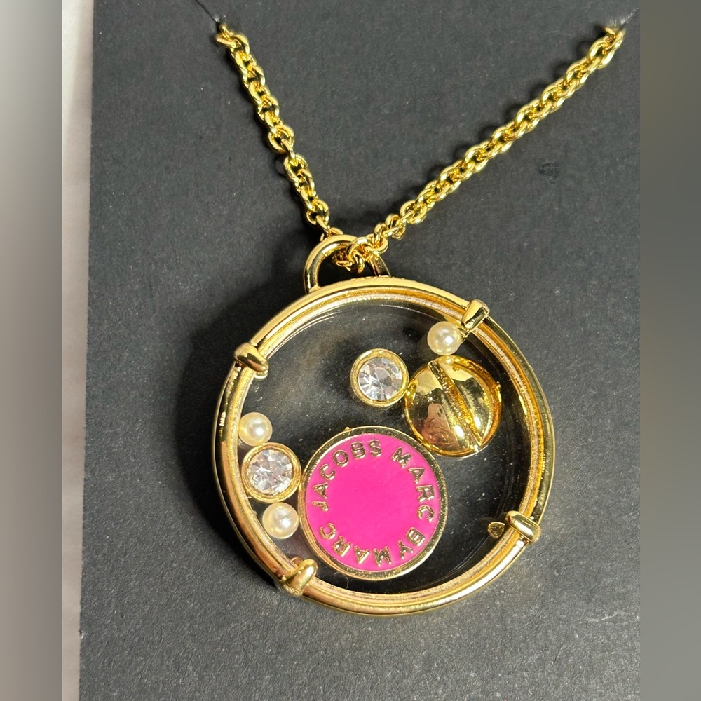 Marc By Marc Jacobs Gold and Pink Pendant Necklace NWT